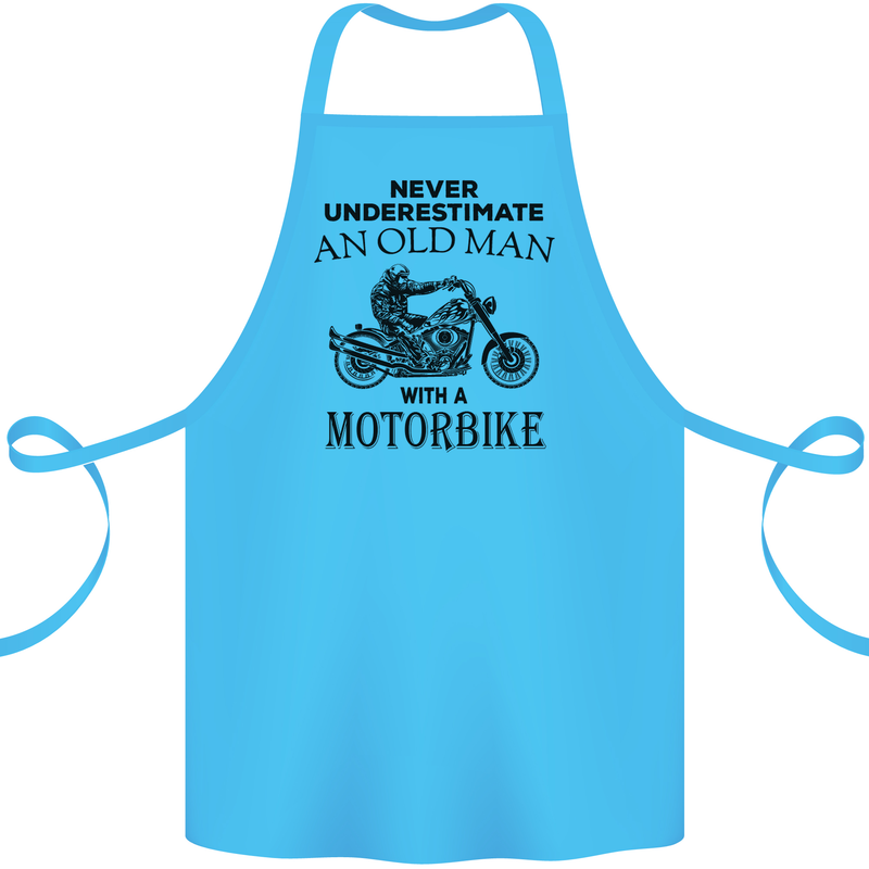 Old Man Motorbike Biker Motorcycle Funny Cotton Apron 100% Organic Turquoise
