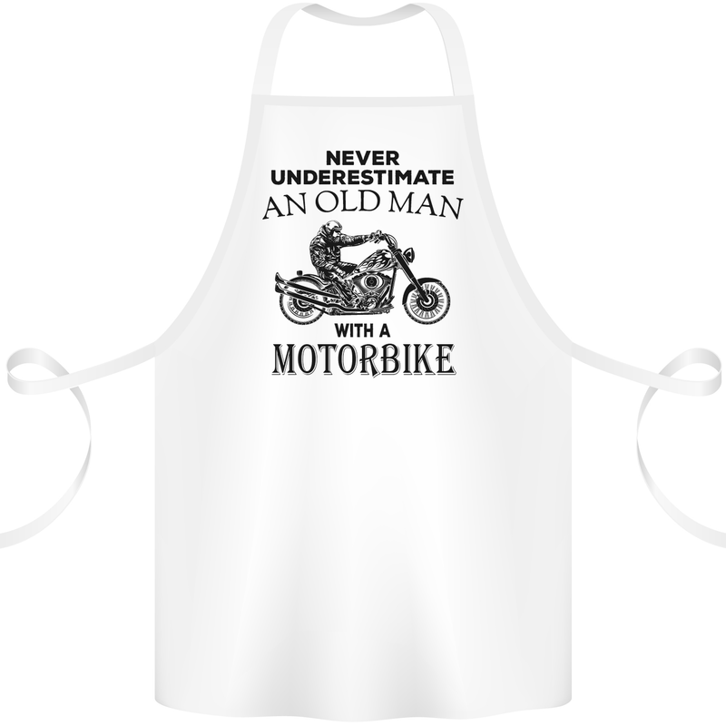 Old Man Motorbike Biker Motorcycle Funny Cotton Apron 100% Organic White