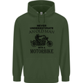 Old Man Motorbike Biker Motorcycle Funny Mens 80% Cotton Hoodie Forest Green