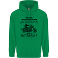 Old Man Motorbike Biker Motorcycle Funny Mens 80% Cotton Hoodie Irish Green