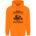 Old Man Motorbike Biker Motorcycle Funny Mens 80% Cotton Hoodie Orange