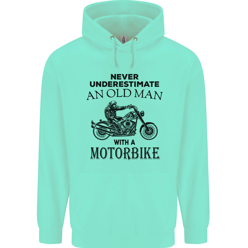 Old Man Motorbike Biker Motorcycle Funny Mens 80% Cotton Hoodie Peppermint