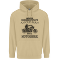Old Man Motorbike Biker Motorcycle Funny Mens 80% Cotton Hoodie Sand