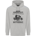 Old Man Motorbike Biker Motorcycle Funny Mens 80% Cotton Hoodie Sports Grey