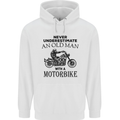 Old Man Motorbike Biker Motorcycle Funny Mens 80% Cotton Hoodie White