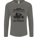 Old Man Motorbike Biker Motorcycle Funny Mens Long Sleeve T-Shirt Charcoal