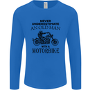 Old Man Motorbike Biker Motorcycle Funny Mens Long Sleeve T-Shirt Royal Blue