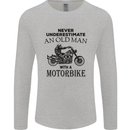 Old Man Motorbike Biker Motorcycle Funny Mens Long Sleeve T-Shirt Sports Grey