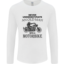 Old Man Motorbike Biker Motorcycle Funny Mens Long Sleeve T-Shirt White