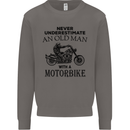 Old Man Motorbike Biker Motorcycle Funny Mens Sweatshirt Jumper Charcoal