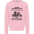 Old Man Motorbike Biker Motorcycle Funny Mens Sweatshirt Jumper Light Pink
