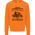 Old Man Motorbike Biker Motorcycle Funny Mens Sweatshirt Jumper Orange