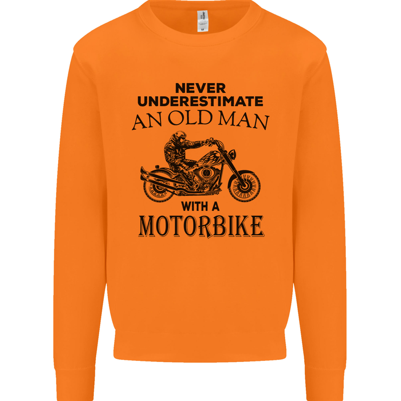 Old Man Motorbike Biker Motorcycle Funny Mens Sweatshirt Jumper Orange