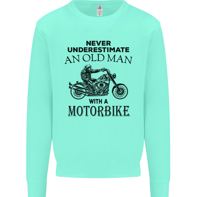 Old Man Motorbike Biker Motorcycle Funny Mens Sweatshirt Jumper Peppermint
