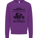 Old Man Motorbike Biker Motorcycle Funny Mens Sweatshirt Jumper Purple