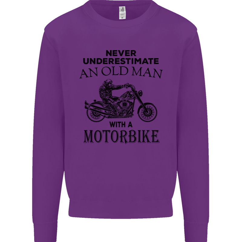 Old Man Motorbike Biker Motorcycle Funny Mens Sweatshirt Jumper Purple