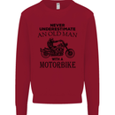 Old Man Motorbike Biker Motorcycle Funny Mens Sweatshirt Jumper Red