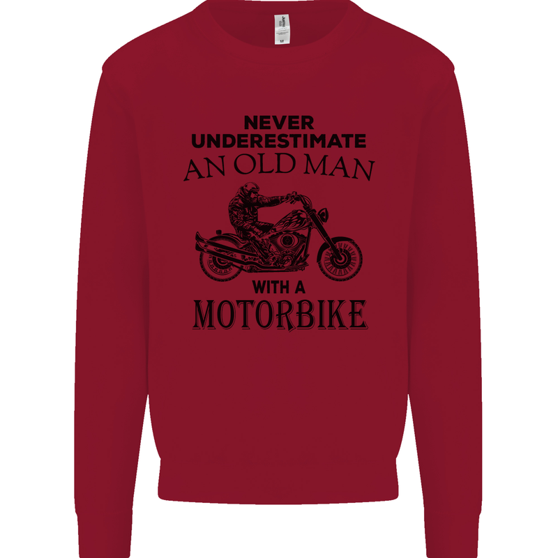 Old Man Motorbike Biker Motorcycle Funny Mens Sweatshirt Jumper Red