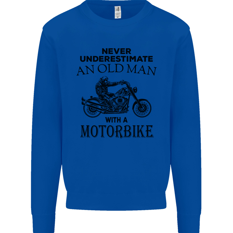 Old Man Motorbike Biker Motorcycle Funny Mens Sweatshirt Jumper Royal Blue