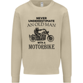 Old Man Motorbike Biker Motorcycle Funny Mens Sweatshirt Jumper Sand