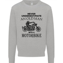 Old Man Motorbike Biker Motorcycle Funny Mens Sweatshirt Jumper Sports Grey
