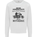 Old Man Motorbike Biker Motorcycle Funny Mens Sweatshirt Jumper White
