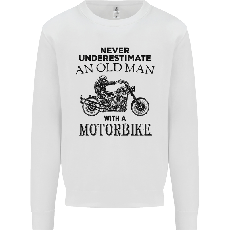 Old Man Motorbike Biker Motorcycle Funny Mens Sweatshirt Jumper White