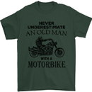 Old Man Motorbike Biker Motorcycle Funny Mens T-Shirt Cotton Gildan Forest Green
