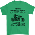 Old Man Motorbike Biker Motorcycle Funny Mens T-Shirt Cotton Gildan Irish Green