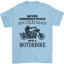 Old Man Motorbike Biker Motorcycle Funny Mens T-Shirt Cotton Gildan Light Blue