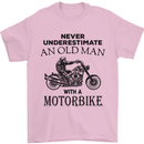 Old Man Motorbike Biker Motorcycle Funny Mens T-Shirt Cotton Gildan Light Pink