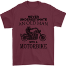 Old Man Motorbike Biker Motorcycle Funny Mens T-Shirt Cotton Gildan Maroon