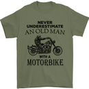 Old Man Motorbike Biker Motorcycle Funny Mens T-Shirt Cotton Gildan Military Green