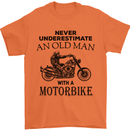 Old Man Motorbike Biker Motorcycle Funny Mens T-Shirt Cotton Gildan Orange