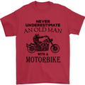 Old Man Motorbike Biker Motorcycle Funny Mens T-Shirt Cotton Gildan Red