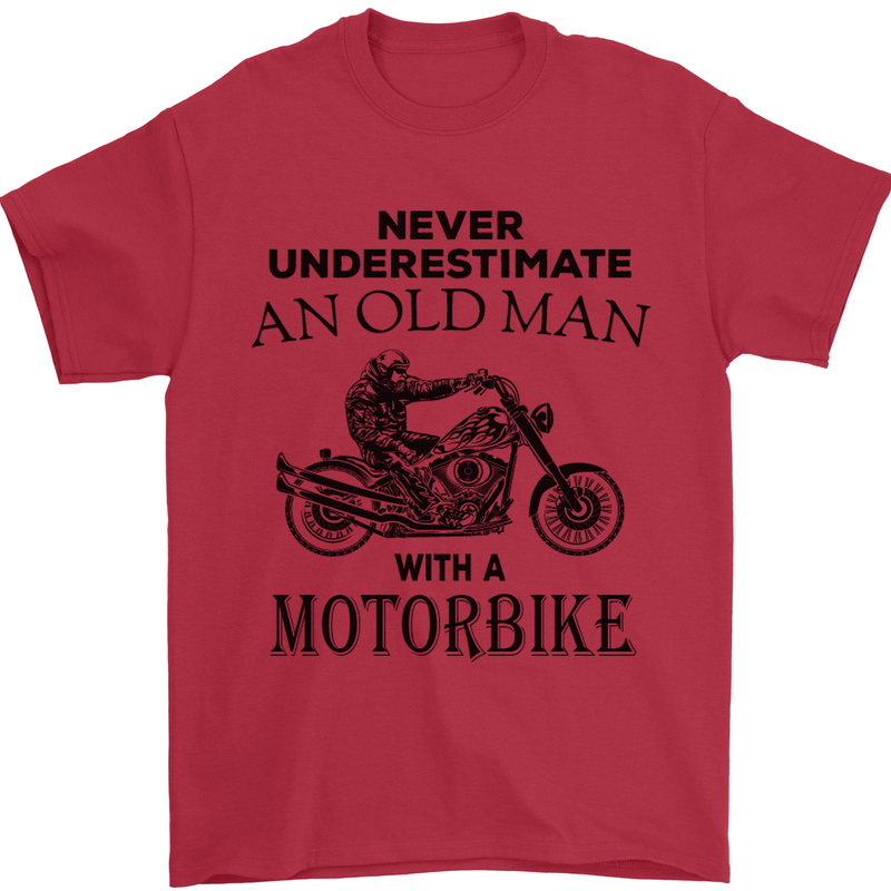 Old Man Motorbike Biker Motorcycle Funny Mens T-Shirt Cotton Gildan Red