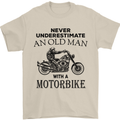 Old Man Motorbike Biker Motorcycle Funny Mens T-Shirt Cotton Gildan Sand