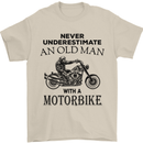 Old Man Motorbike Biker Motorcycle Funny Mens T-Shirt Cotton Gildan Sand