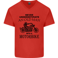 Old Man Motorbike Biker Motorcycle Funny Mens V-Neck Cotton T-Shirt Red