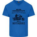 Old Man Motorbike Biker Motorcycle Funny Mens V-Neck Cotton T-Shirt Royal Blue