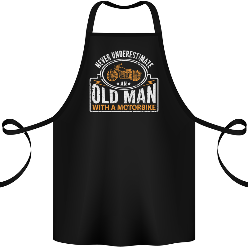 Old Man Motorcycle Motorbike Biker Funny Cotton Apron 100% Organic Black