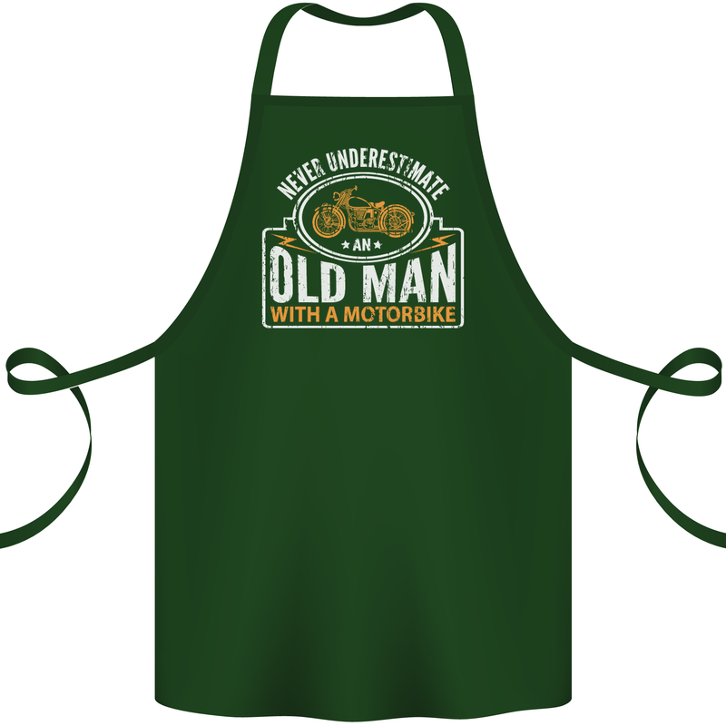 Old Man Motorcycle Motorbike Biker Funny Cotton Apron 100% Organic Forest Green