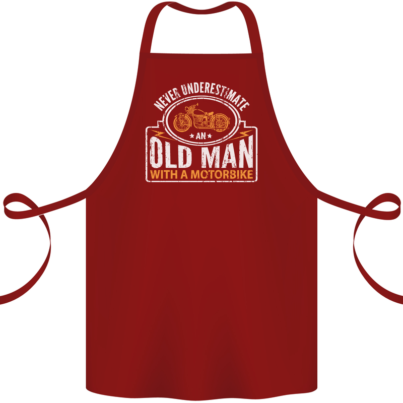 Old Man Motorcycle Motorbike Biker Funny Cotton Apron 100% Organic Maroon