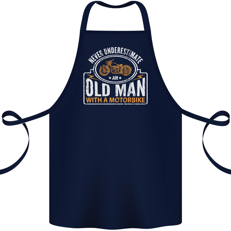 Old Man Motorcycle Motorbike Biker Funny Cotton Apron 100% Organic Navy Blue