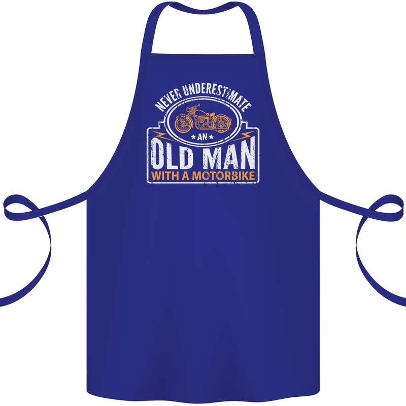Old Man Motorcycle Motorbike Biker Funny Cotton Apron 100% Organic Royal Blue
