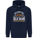 Old Man Motorcycle Motorbike Biker Funny Mens 80% Cotton Hoodie Navy Blue
