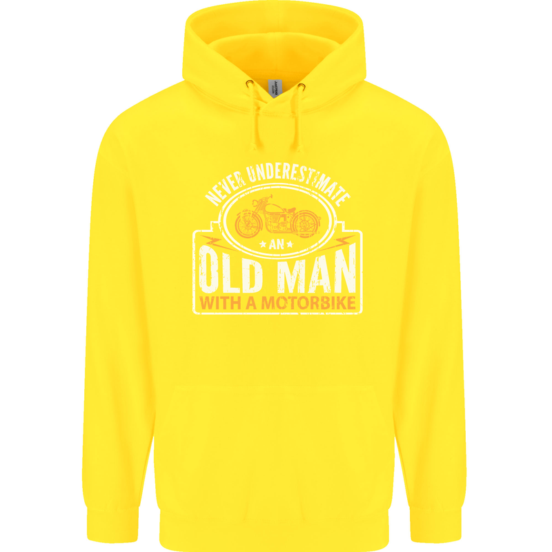 Old Man Motorcycle Motorbike Biker Funny Mens 80% Cotton Hoodie Yellow