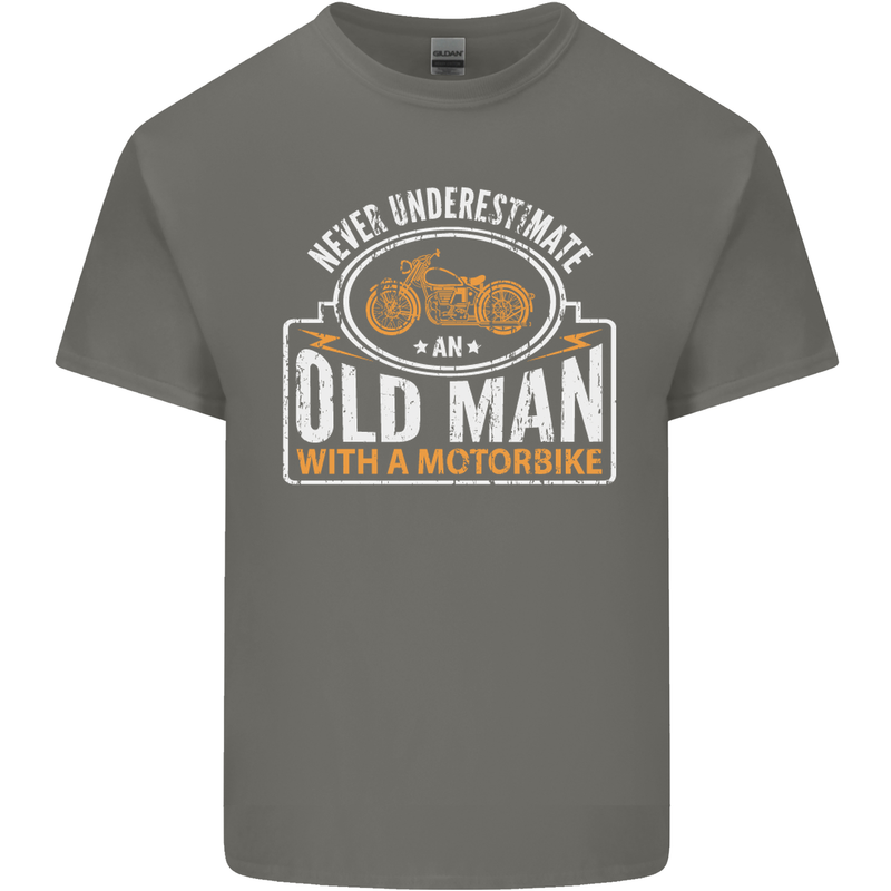 Old Man Motorcycle Motorbike Biker Funny Mens Cotton T-Shirt Tee Top Charcoal