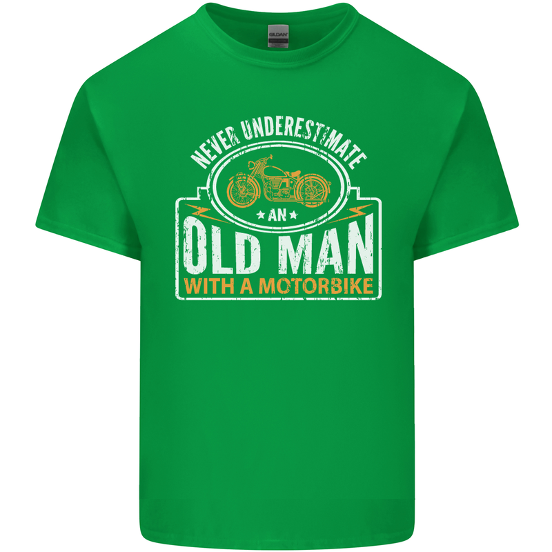 Old Man Motorcycle Motorbike Biker Funny Mens Cotton T-Shirt Tee Top Irish Green