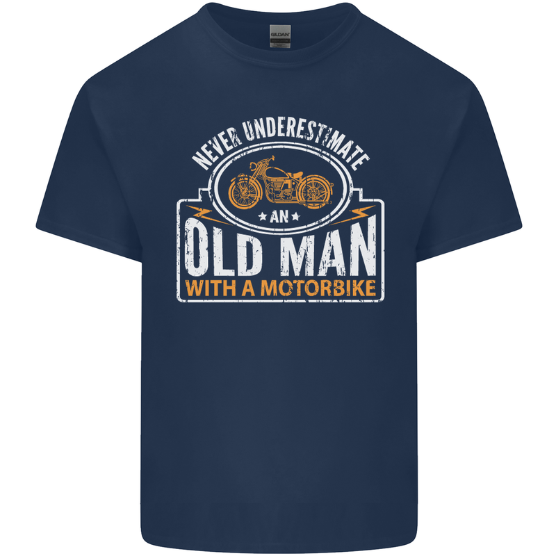 Old Man Motorcycle Motorbike Biker Funny Mens Cotton T-Shirt Tee Top Navy Blue